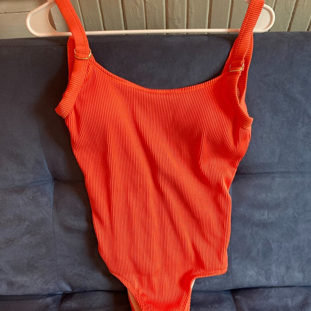 Women's Ribbed One Piece Swimsuit with Open Back
